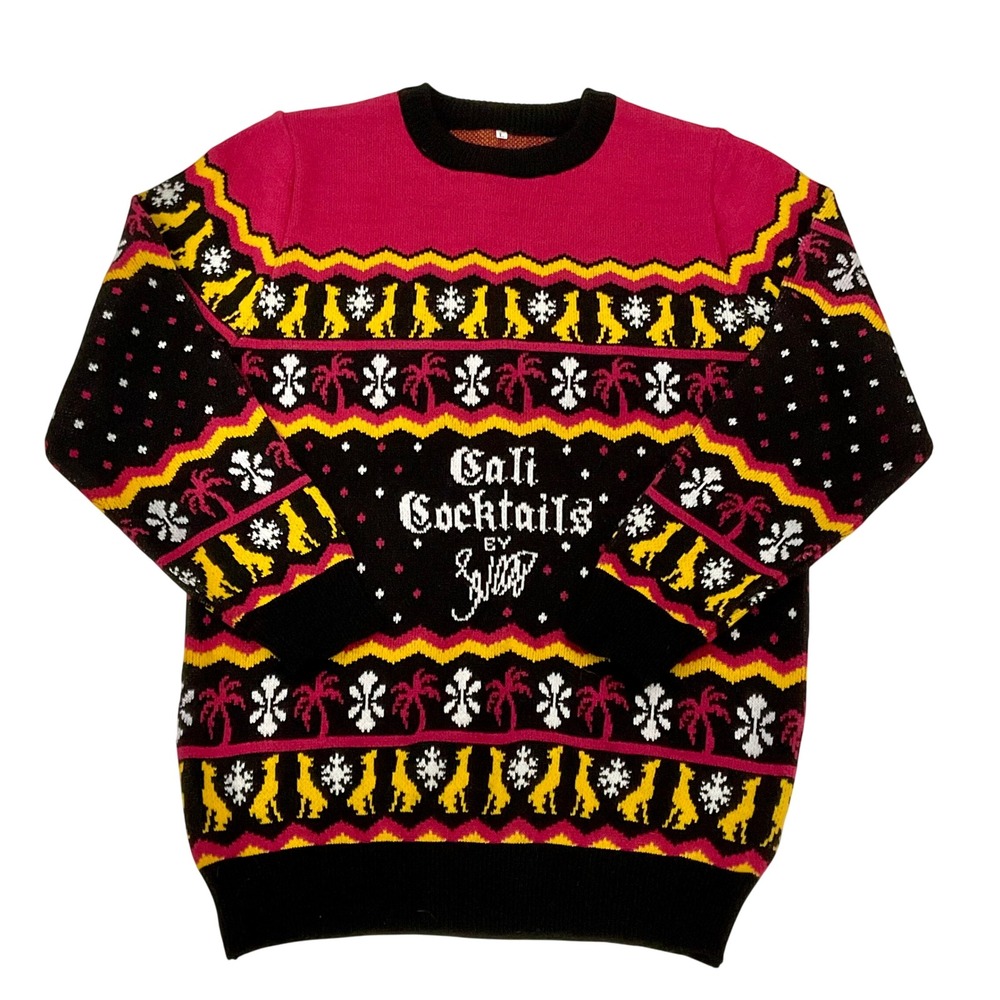 Rare CALI COCKTAILS by Snoop Dogg Ugly Christmas sweater‎ dogs palm trees Large